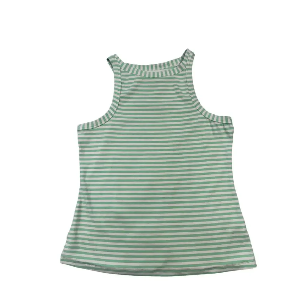 Maeve Cotton Tank Top Green & White Striped Women's XL French Coastal Spring - Picture 2 of 12